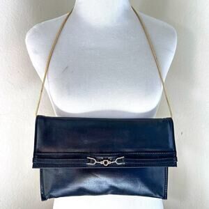 Maryann Rosenfeld Vintage 1980s Shoulder Black Leather Purse